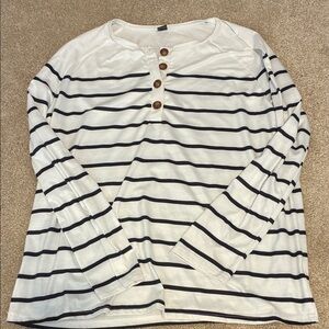 Striped White and Black Women's Top